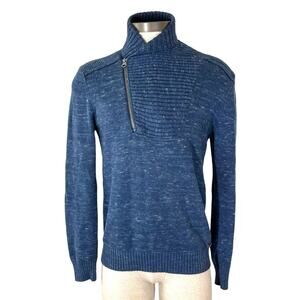 Mexx Zip Cowl Neck Blue Heather Pullover Sweater Size Medium